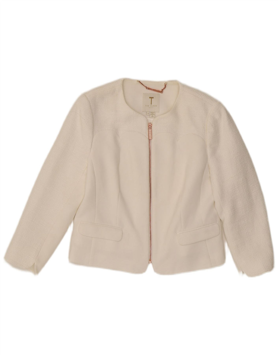 Ted Baker Veste blazer courte pour femme Taille 3 Polyester blanc moyen