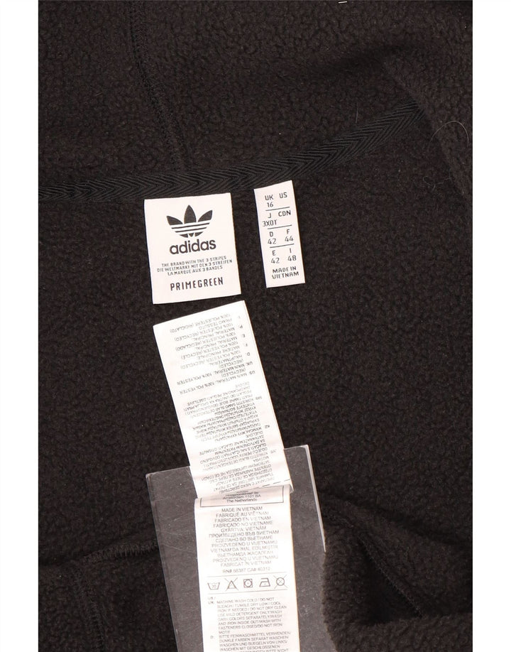 ADIDAS Pull à capuche zippé surdimensionné Primegreen pour femme UK 16 Large Noir