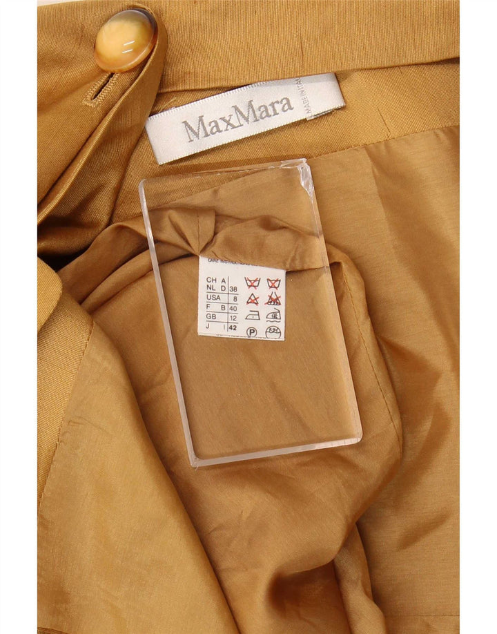 Max Mara Chemisier à manches courtes pour femme UK 12 en soie marron moyen