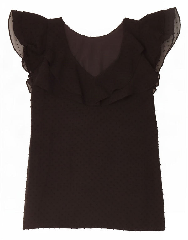 Zara Womens Basic Dress UK 10 Small Black Spotted Polyester