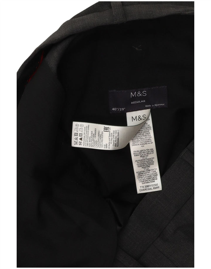 Marks & Spencer Pantalon de Costume Droit Regular Homme W40 L29 Gris Laine