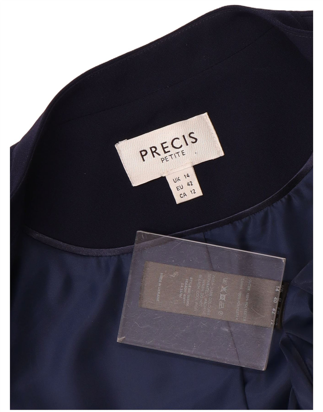 PRECIS Veste blazer courte ouverte pour femme UK 14 Bleu marine moyen Polyester