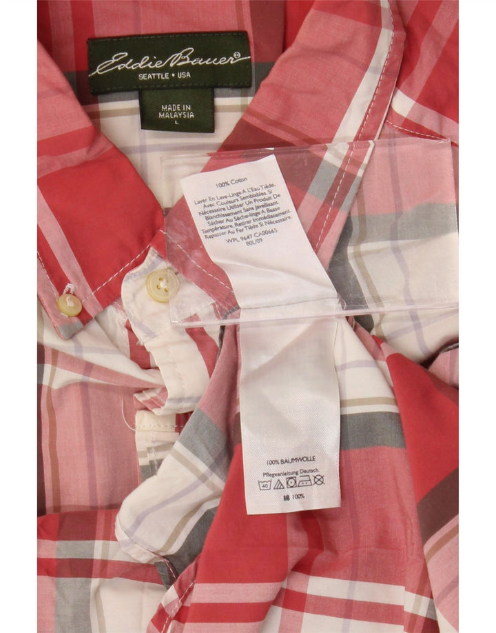 EDDIE BAUER Chemise à manches courtes pour homme en coton à carreaux rouges