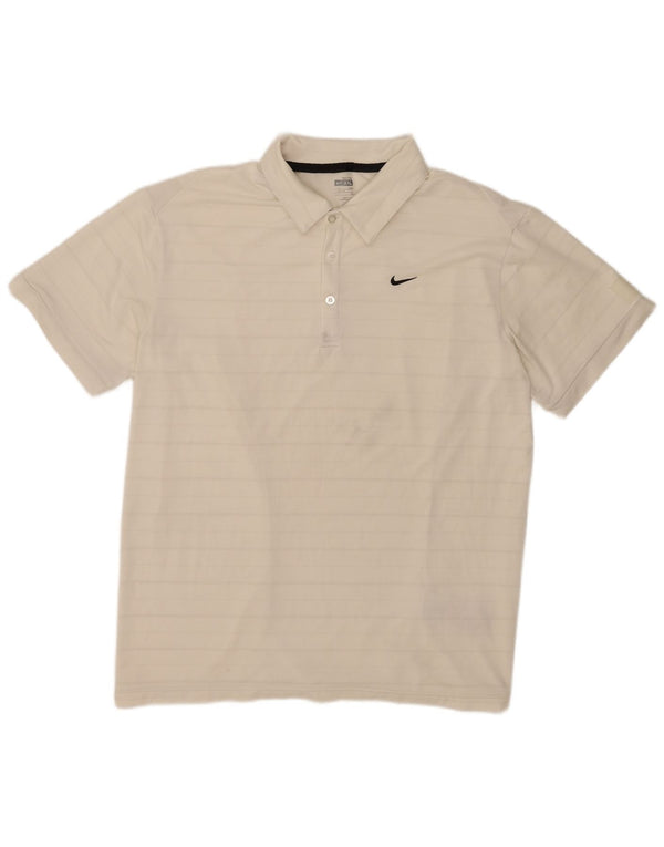 Nike Polo Homme UK 47/48 2XL Blanc Rayé Polyester