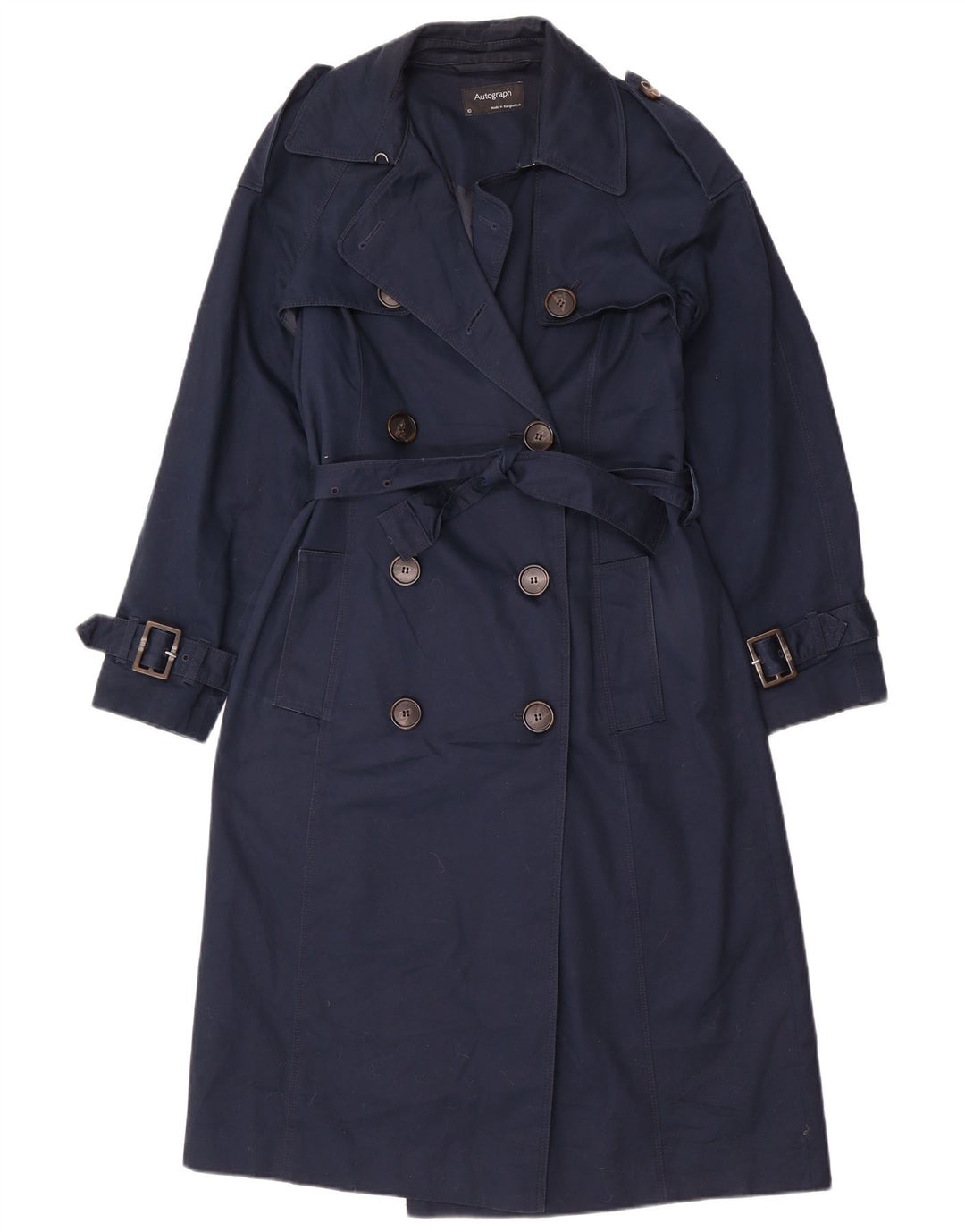 Marks & Spencer Trench-coat autographe pour femme UK 10 petit coton bleu marine
