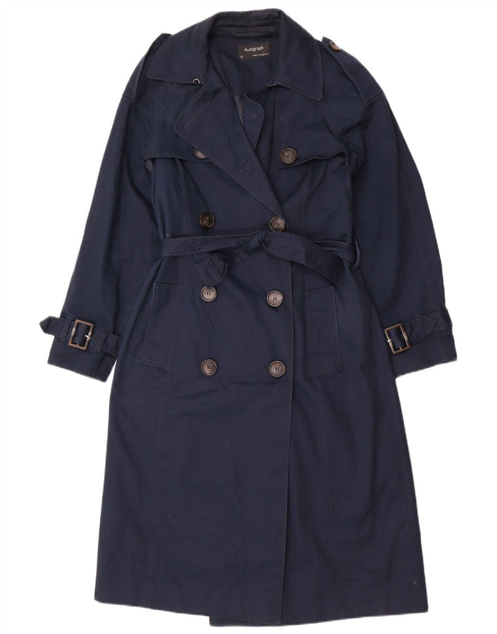 Marks & Spencer Trench-coat autographe pour femme UK 10 petit coton bleu marine