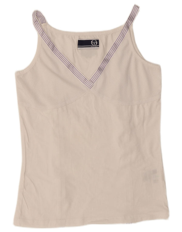 Sergio Tacchini Débardeur pour femme UK 10 Petit coton blanc
