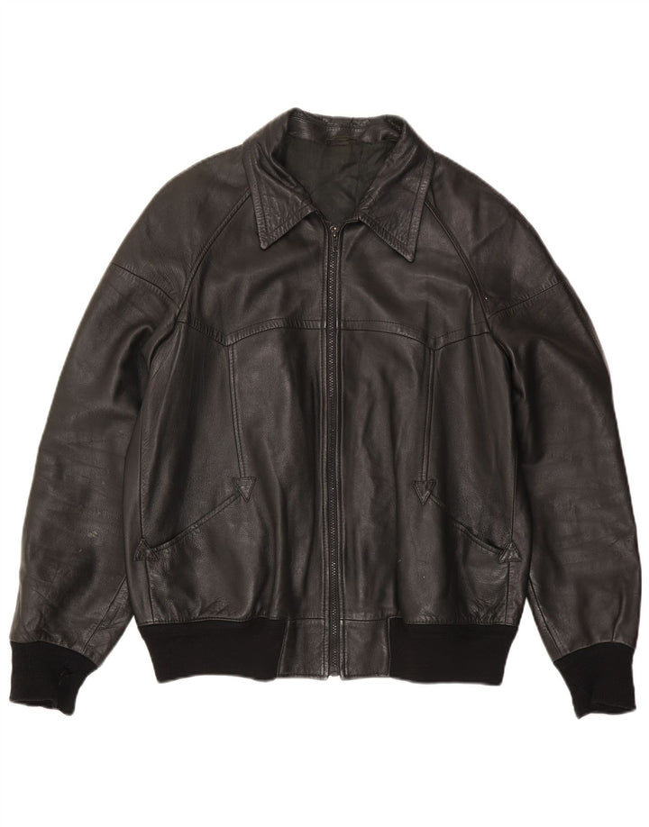Alta Moda Veste en cuir bomber pour homme IT 54 2XL Noir