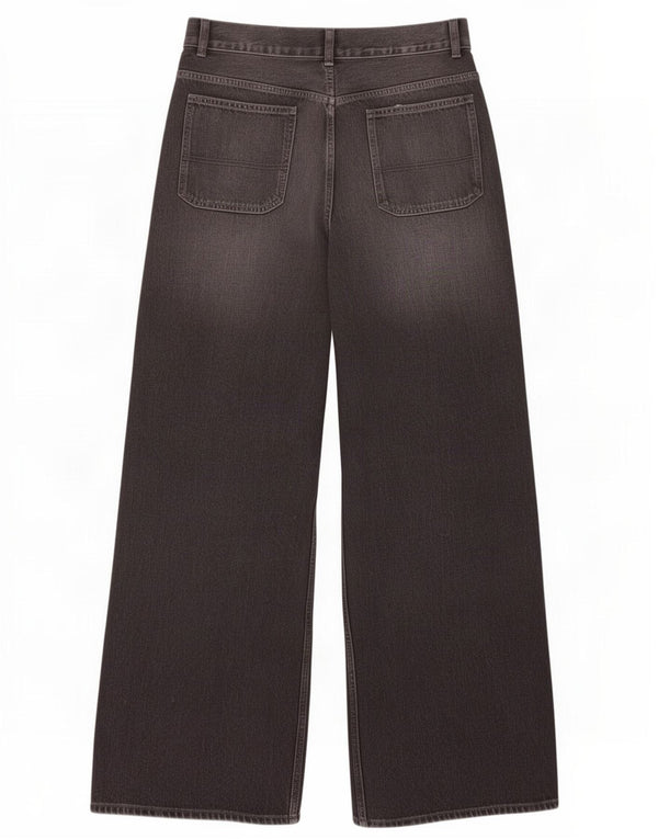 Zara Jean taille haute à jambe large pour femme EU 44 XL W34 L35 Gris Coton