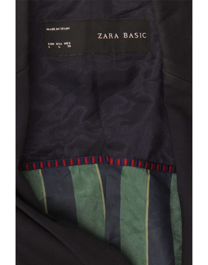 Zara Femme 1 Bouton Blazer Veste UK 14 Grand Bleu Marine Polyester