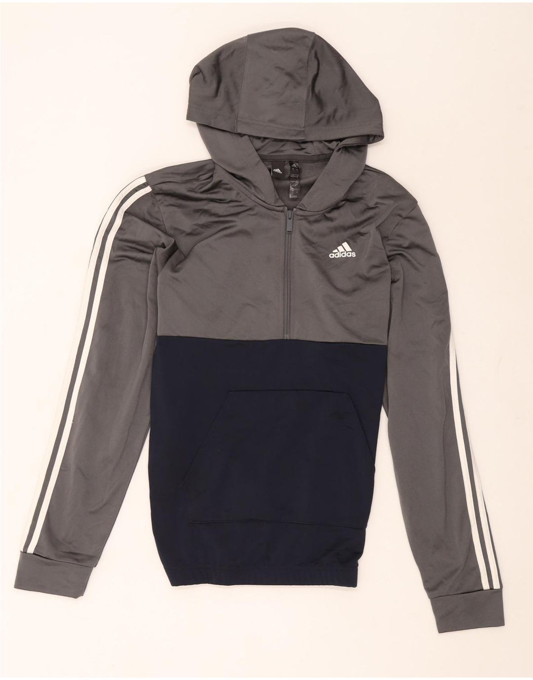 Adidas Pull à capuche pour homme Petit Gris Colorblock Polyester