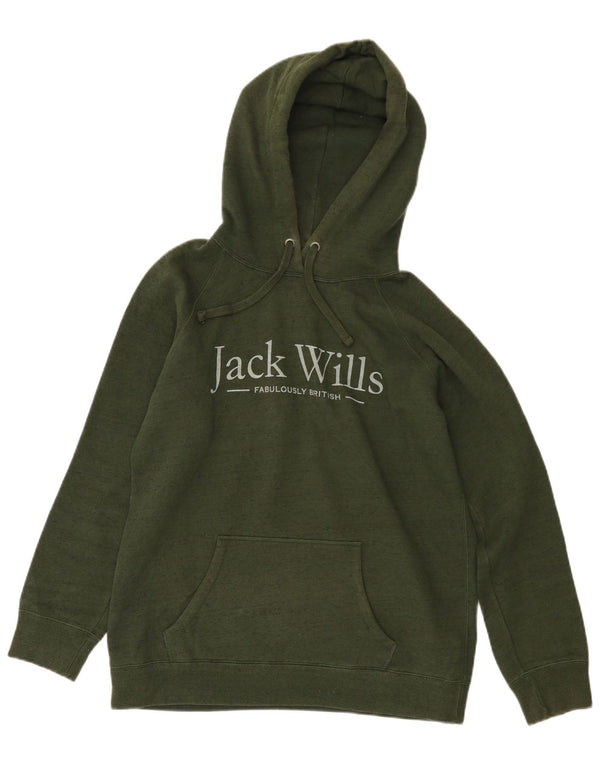 Jack Wills Pull à capuche surdimensionné graphique pour femme UK 10 Petit coton vert