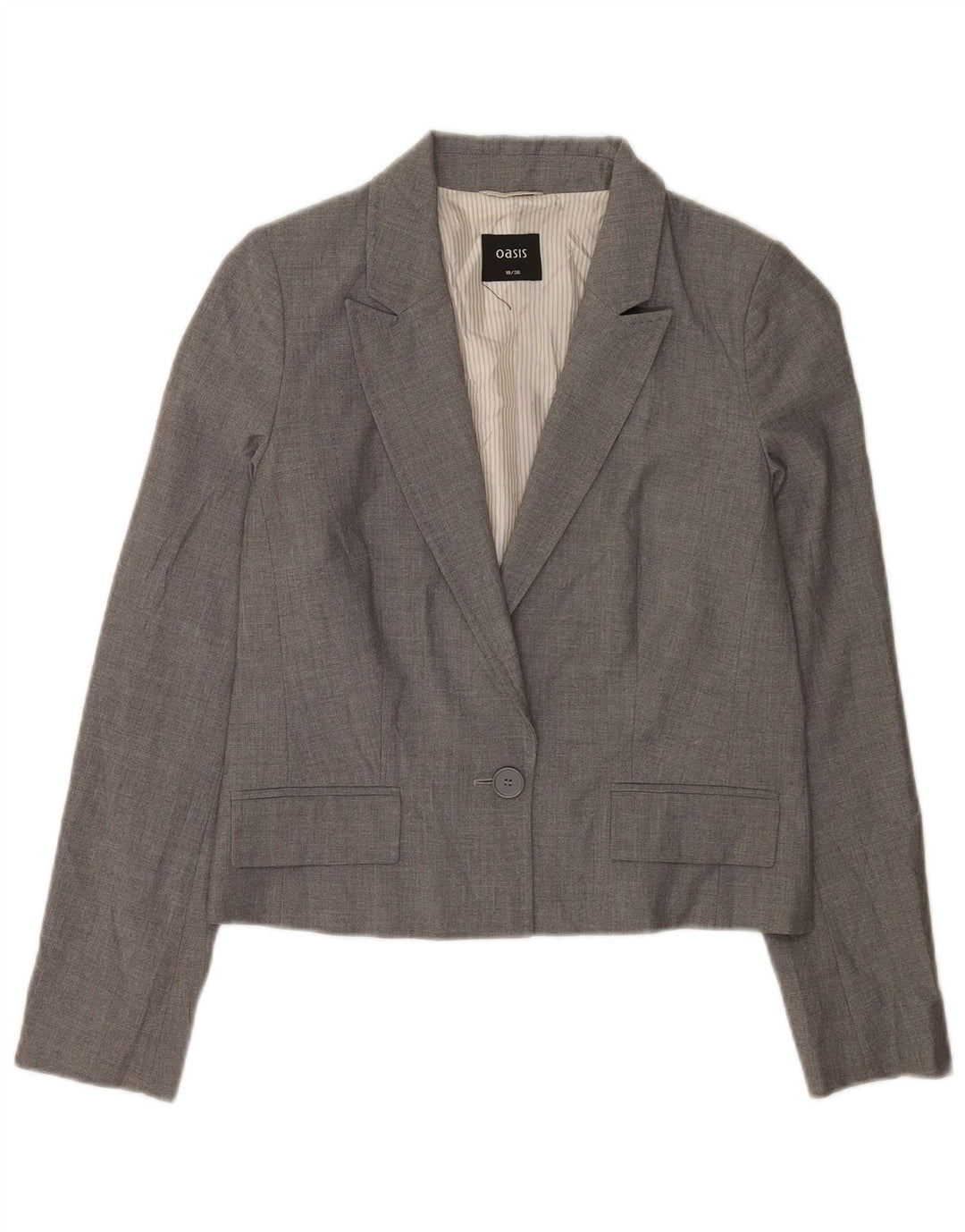 Oasis Veste Blazer 1 Bouton Femme UK 10 Petit Gris Polyester