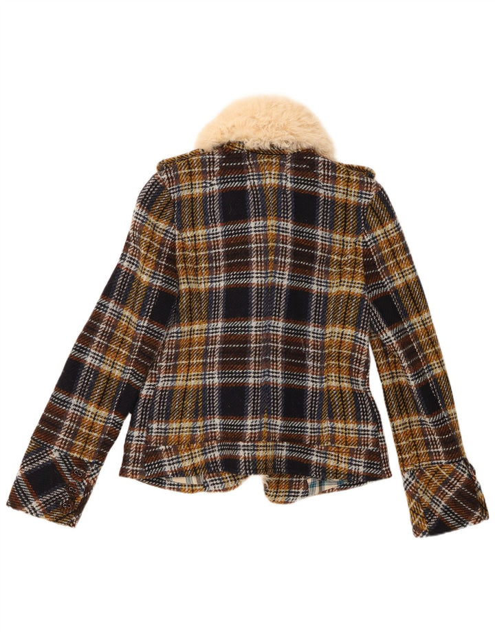 Drykorn Veste blazer à 4 boutons pour femme UK 8 Petit carreaux multicolores