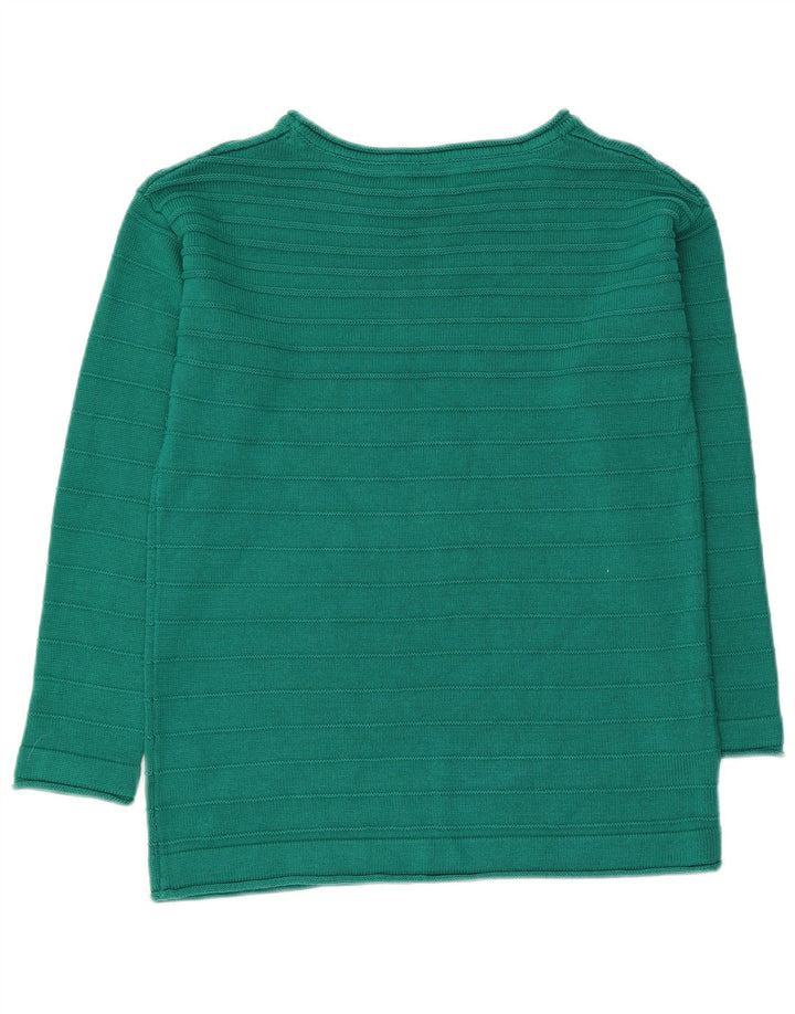 CREW CLOTHING Pull col bateau pour femme en coton vert moyen UK 12