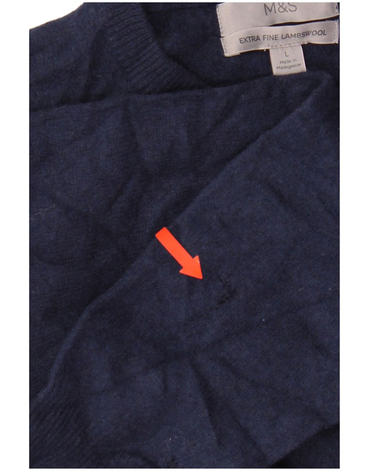 Marks & Spencer Pull à col rond pour femme UK 16 Large en laine d'agneau bleue