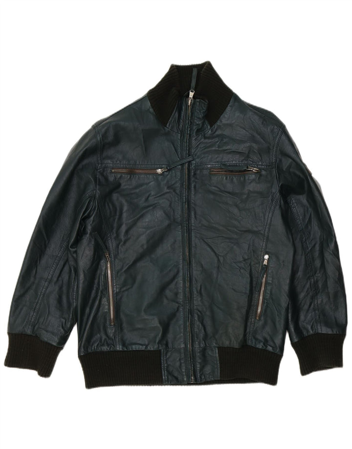 Williams Wilson Veste en cuir pour homme UK 40 Grand cuir vert