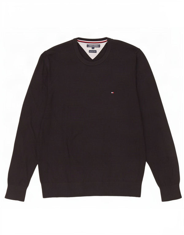 Tommy Hilfiger Pull à col rond pour homme en coton noir Large