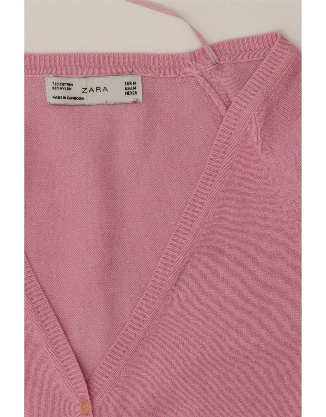 Zara Cardigan Femme Pull UK 12 Coton Rose Moyen