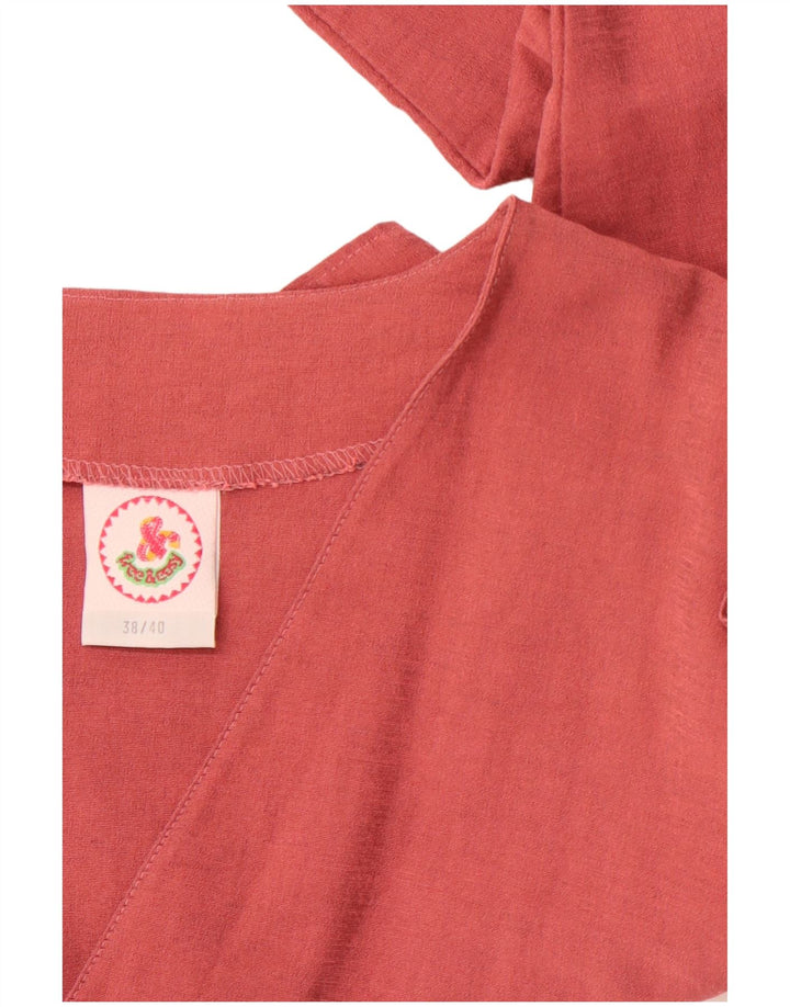 VINTAGE Crop Top Femme EU 38/40 Viscose Rose Moyen