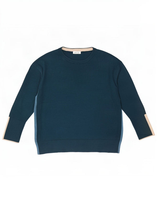 Pull à col rond White Stuff pour femme UK 14 Large Bleu Colorblock