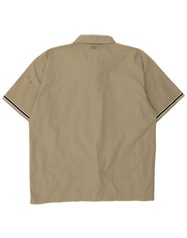Adidas Chemise à manches courtes pour homme UK 44/46 Large Kaki Polyester