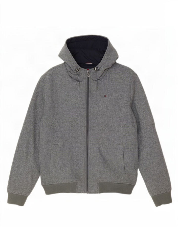 Tommy Hilfiger Pull à capuche zippé pour homme en polyester gris moyen