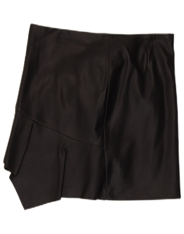 Sisley Jupe asymétrique en cuir pour femme UK 12 Medium W30 Noir Polyester