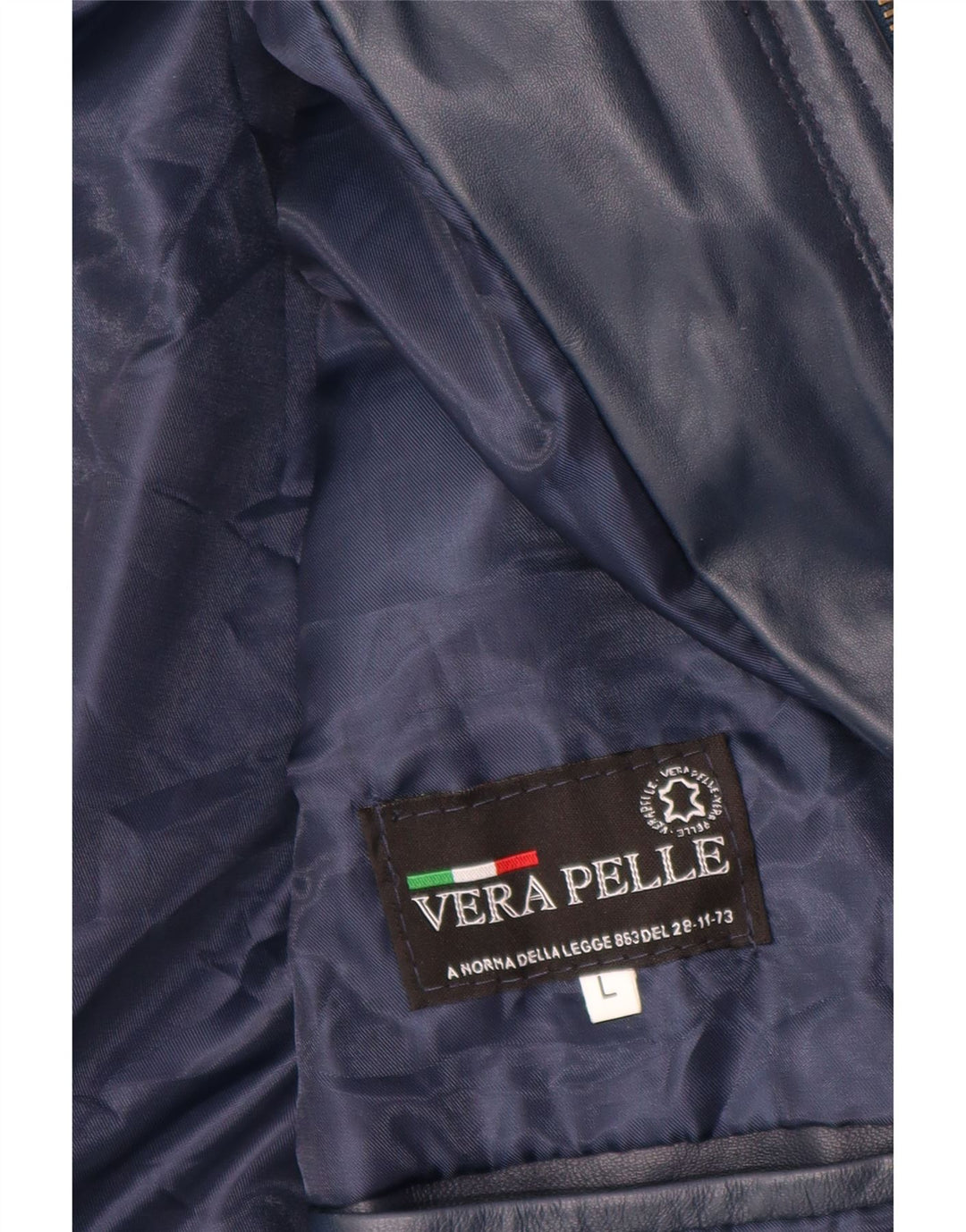 VINTAGE Veste en cuir à capuche femme UK 14 Grand cuir bleu marine