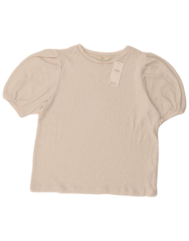 Marks & Spencer Chemisier pour femme UK 14 Medium Blanc Viscose