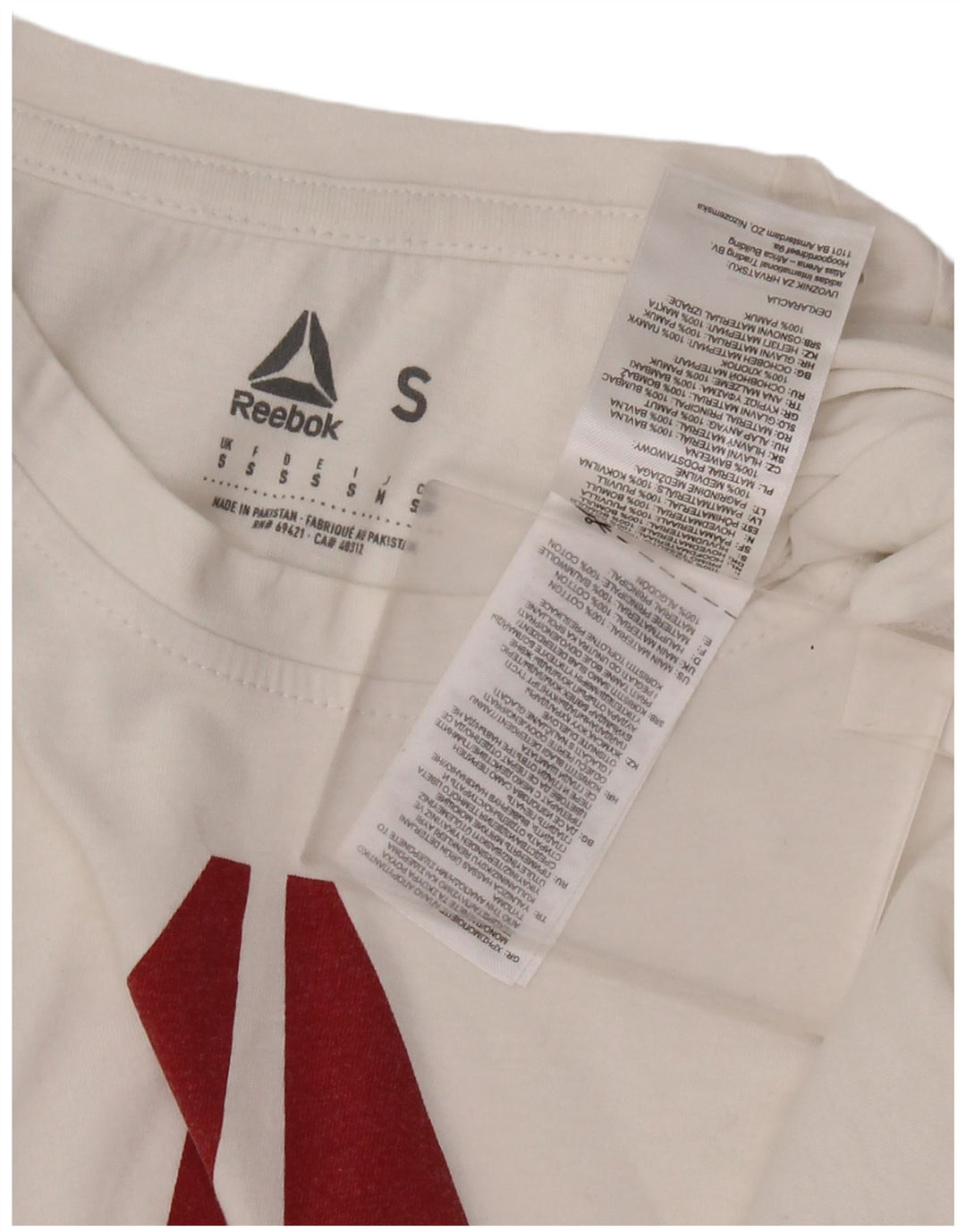 REEBOK T-Shirt Graphique Homme Petit Blanc Coton