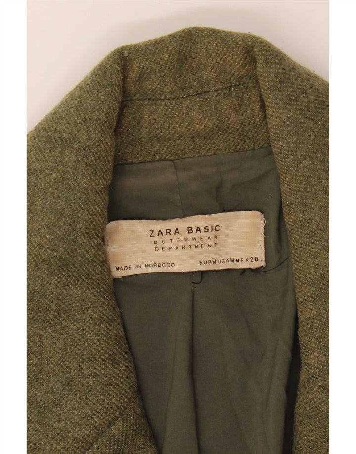 Zara Veste Blazer Double Boutonnage Femme UK 12 Kaki Moyen Polyester