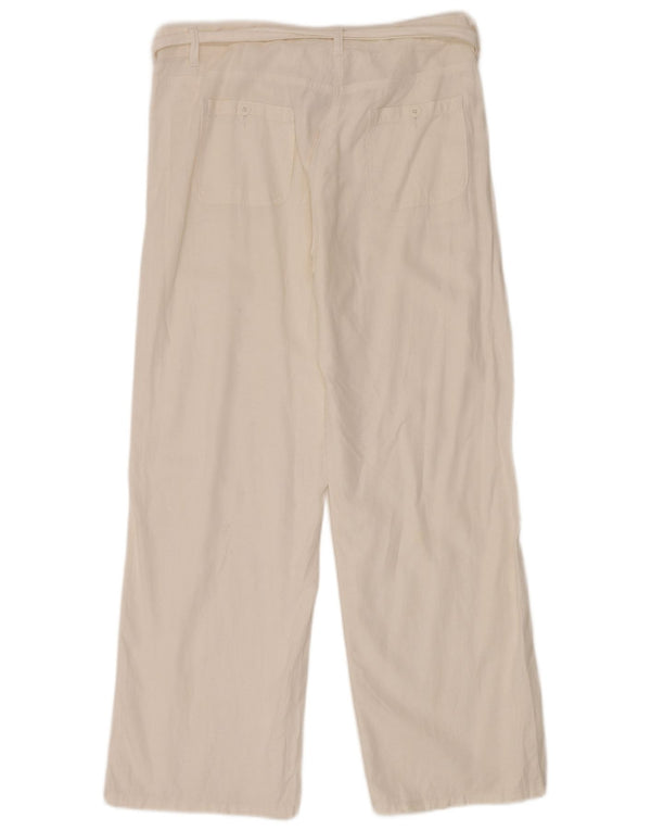 Marks & Spencer Pantalon droit décontracté pour femme UK 14 Large W38 L30 Blanc