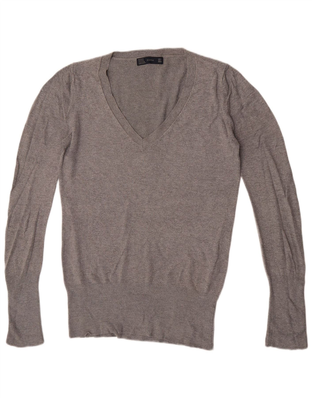 Zara Pull col V pour homme en rayonne mouchetée Gris Large