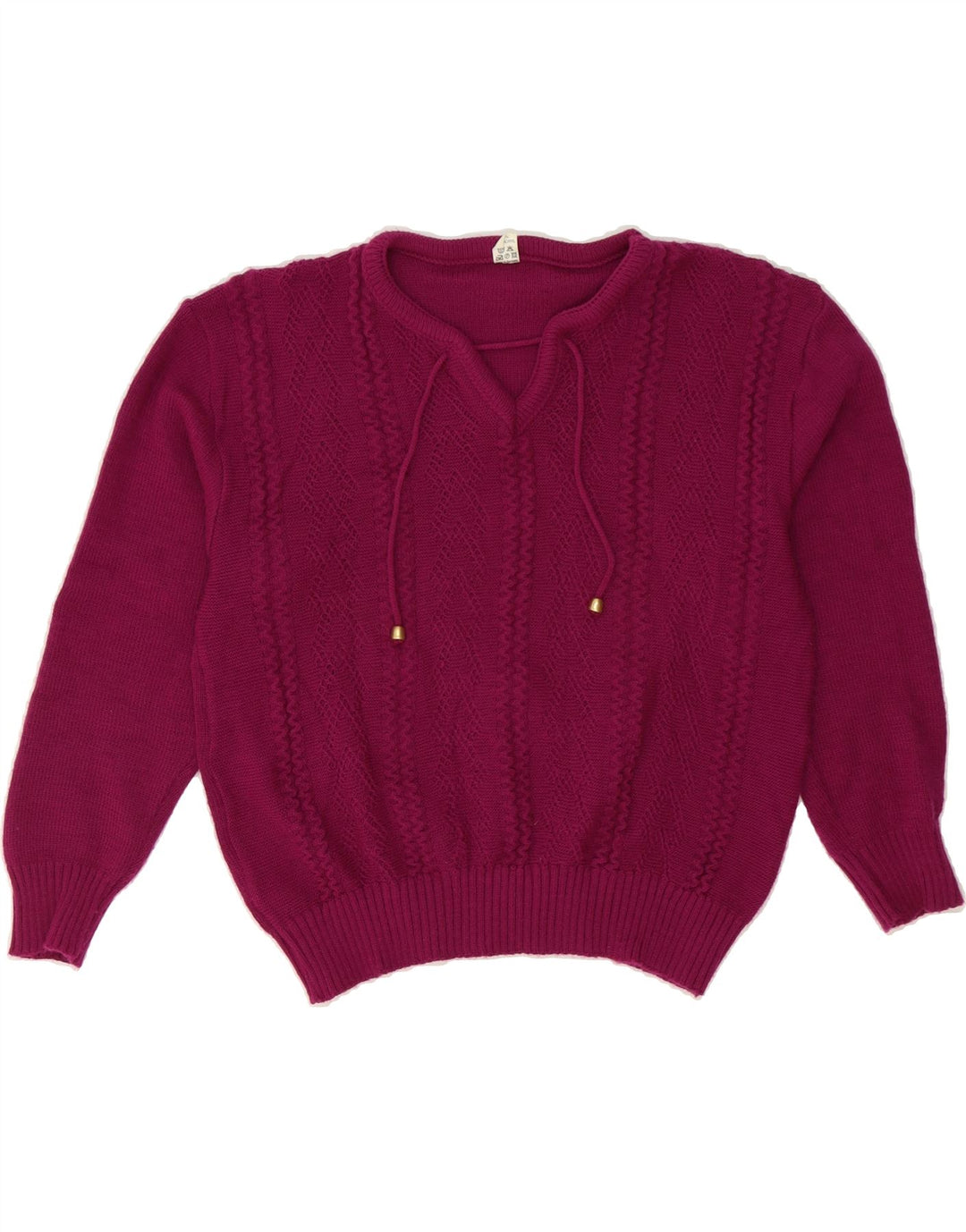 VINTAGE Womens Oversized V-Neck Jumper Sweater UK 10 Small Pink Vintage Vintage and Second-Hand Vintage from Messina Hembry 