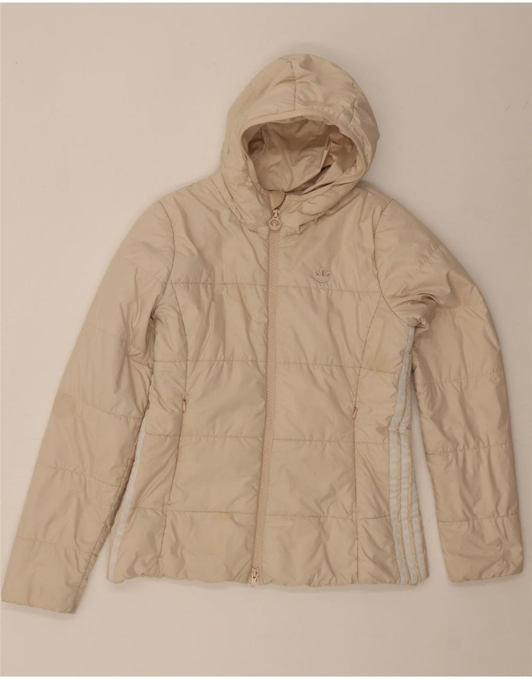 Adidas Veste rembourrée à capuche pour femme UK 14 Medium Off White Polyester
