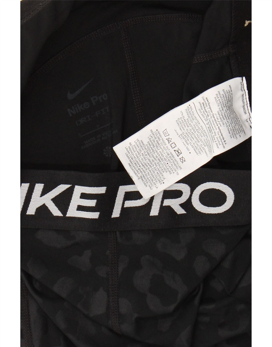 Nike Legging Capri Graphique Femme UK 8 Petit Noir Imprimé Animal Polyester