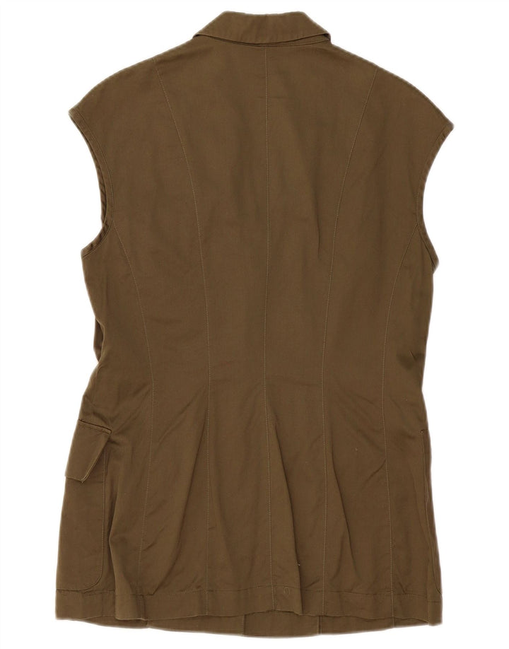 MONDI Veste blazer sans manches à 4 boutons pour femme EU 38 Coton kaki moyen