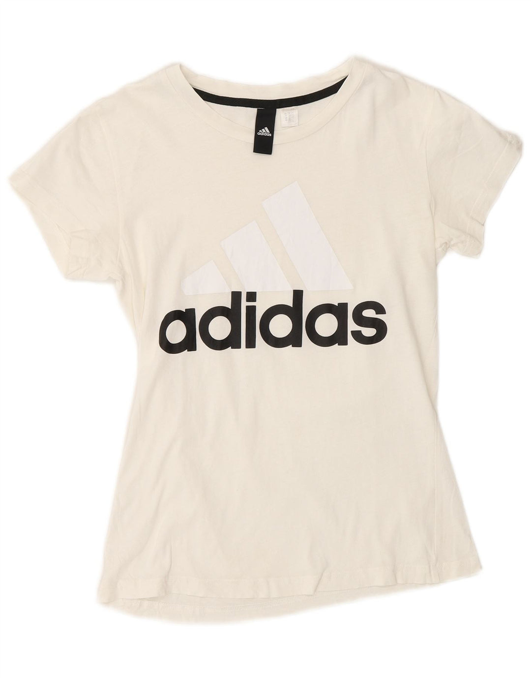 Adidas T-shirt graphique pour femme UK 10 Petit Blanc