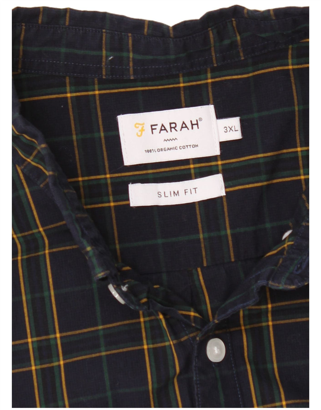 Farah Chemise Slim Fit Homme 3XL Bleu Marine à Carreaux Coton