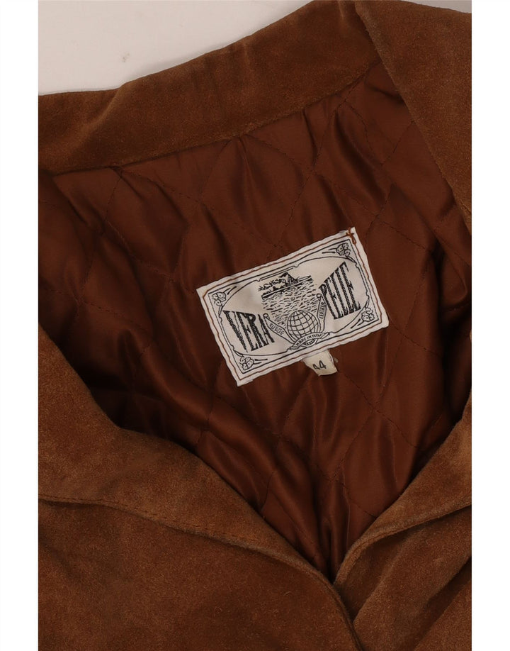 Veste en daim femme vintage IT 44 Cuir marron moyen