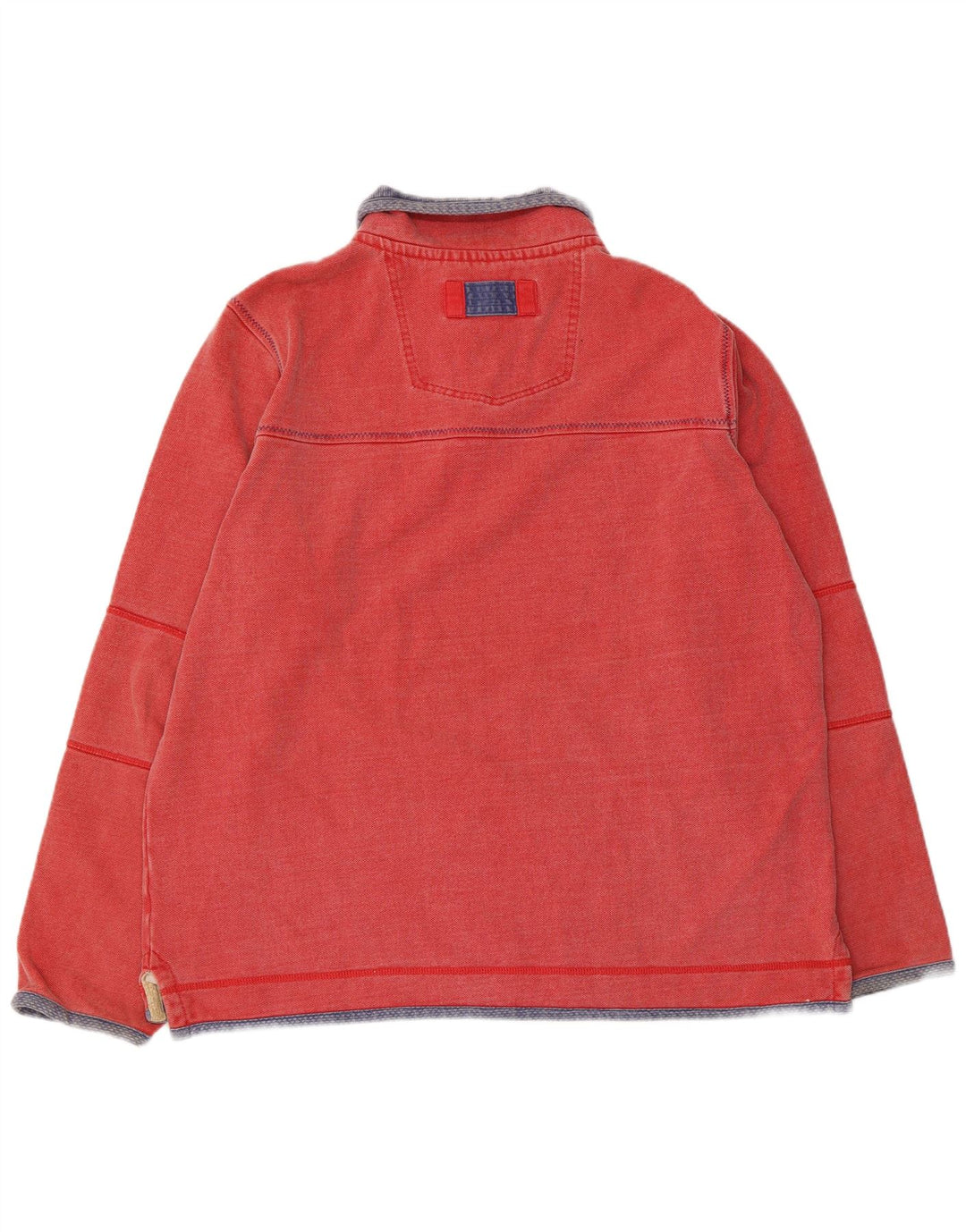 Fat Face Sweat-shirt à col zippé pour homme en coton rouge Taille L