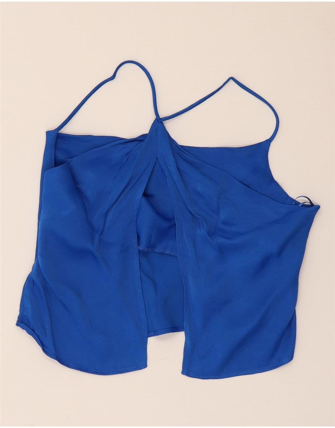 Zara Womens Crop Halter Top UK 8 Small Bleu Viscose