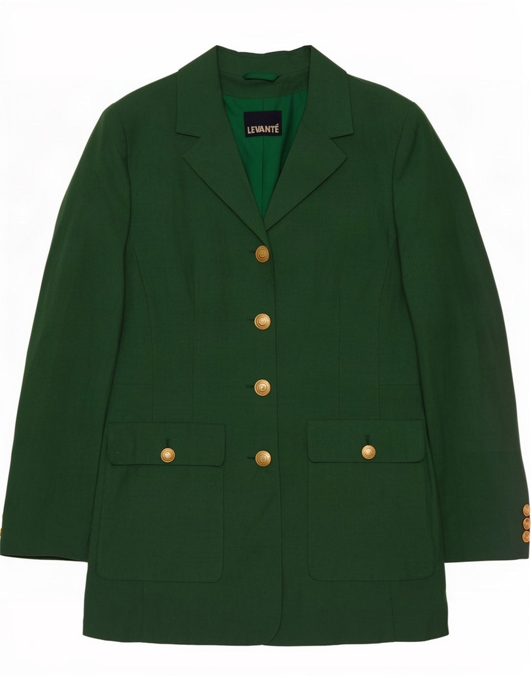 Levante Veste Blazer 4 Boutons Femme EU 36 Petit Vert Polyester