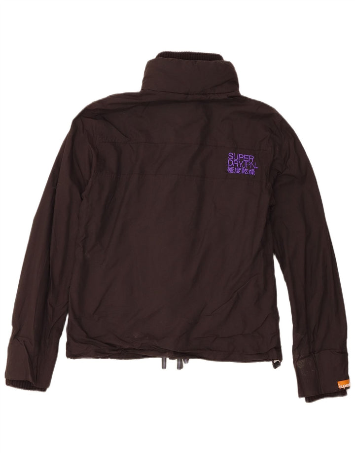 Superdry Veste de Pluie Femme UK 14 Large Noir Nylon