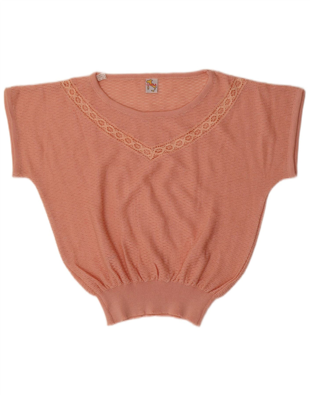 VINTAGE Femme Manches Courtes Col Bateau Pull UK 14 Rose Moyen