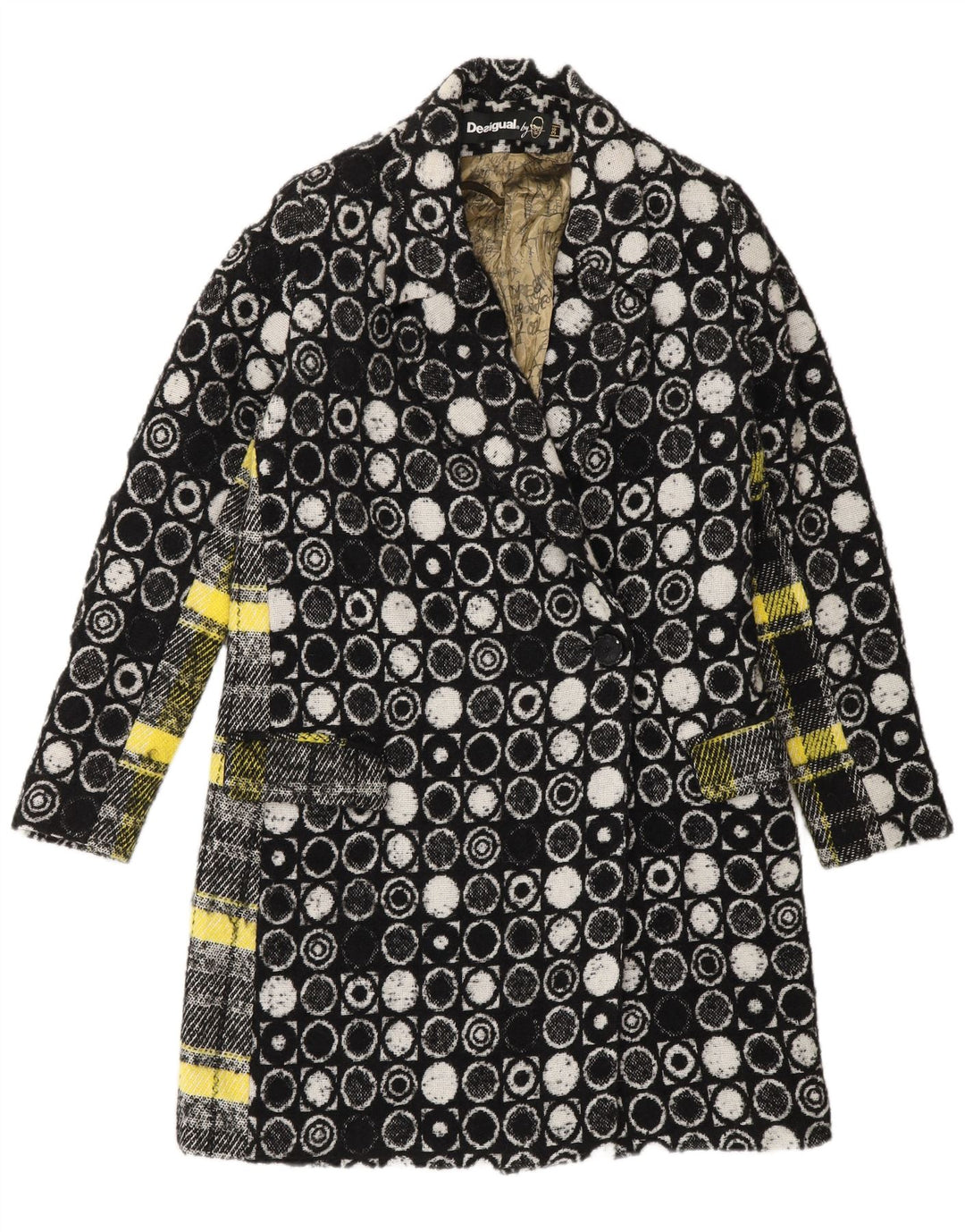 Desigual Manteau Femme EU 36 Petit Viscose Géométrique Noir