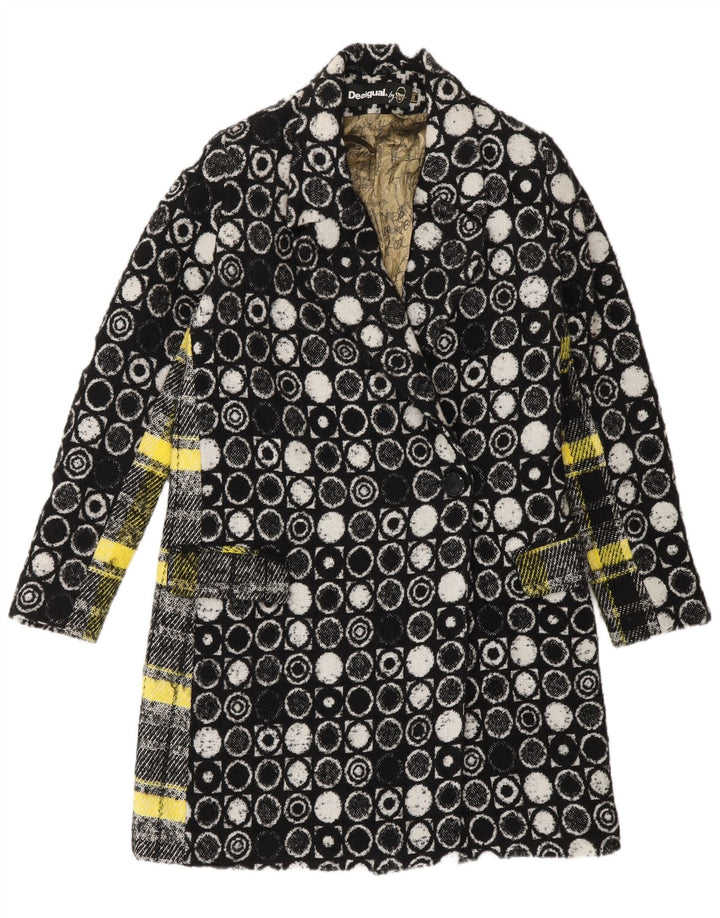 Desigual Manteau Femme EU 36 Petit Viscose Géométrique Noir