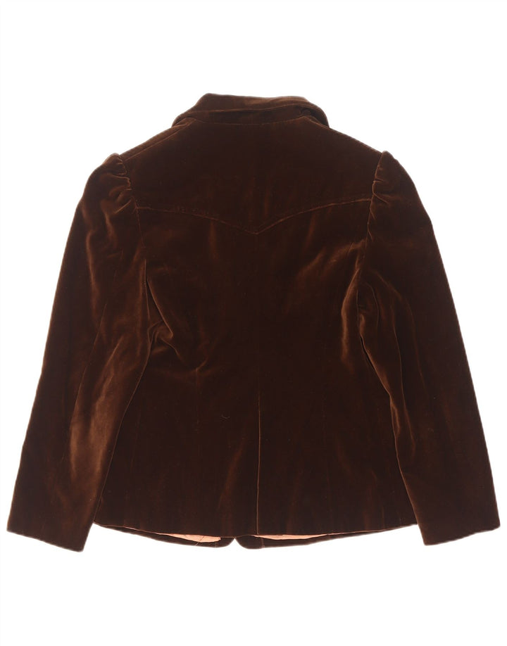 Veste blazer en velours femme vintage UK 10 Petit Brun