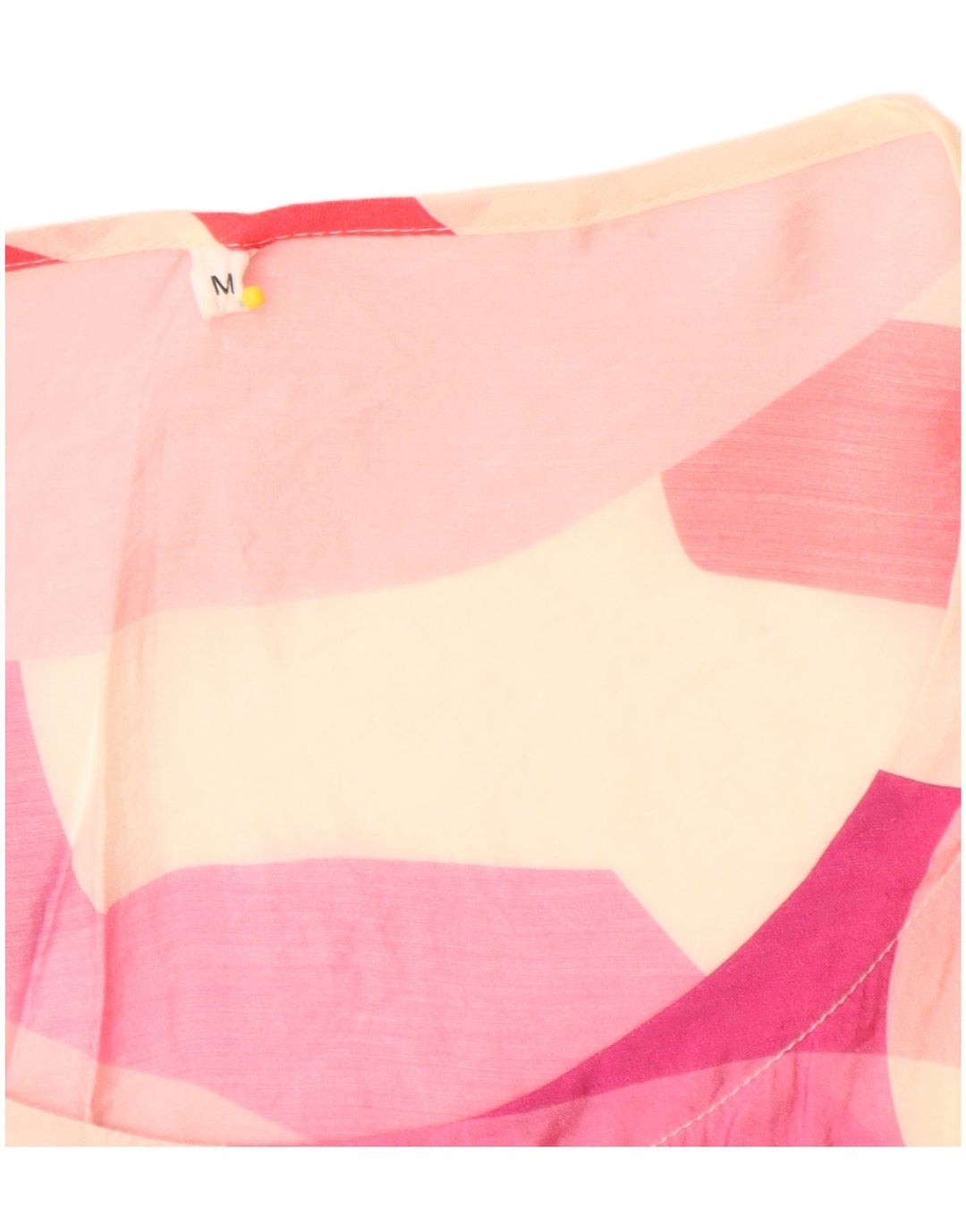 vintage Femmes Voir à travers le chemisier graphique Top UK 14 Colorblock rose moyen